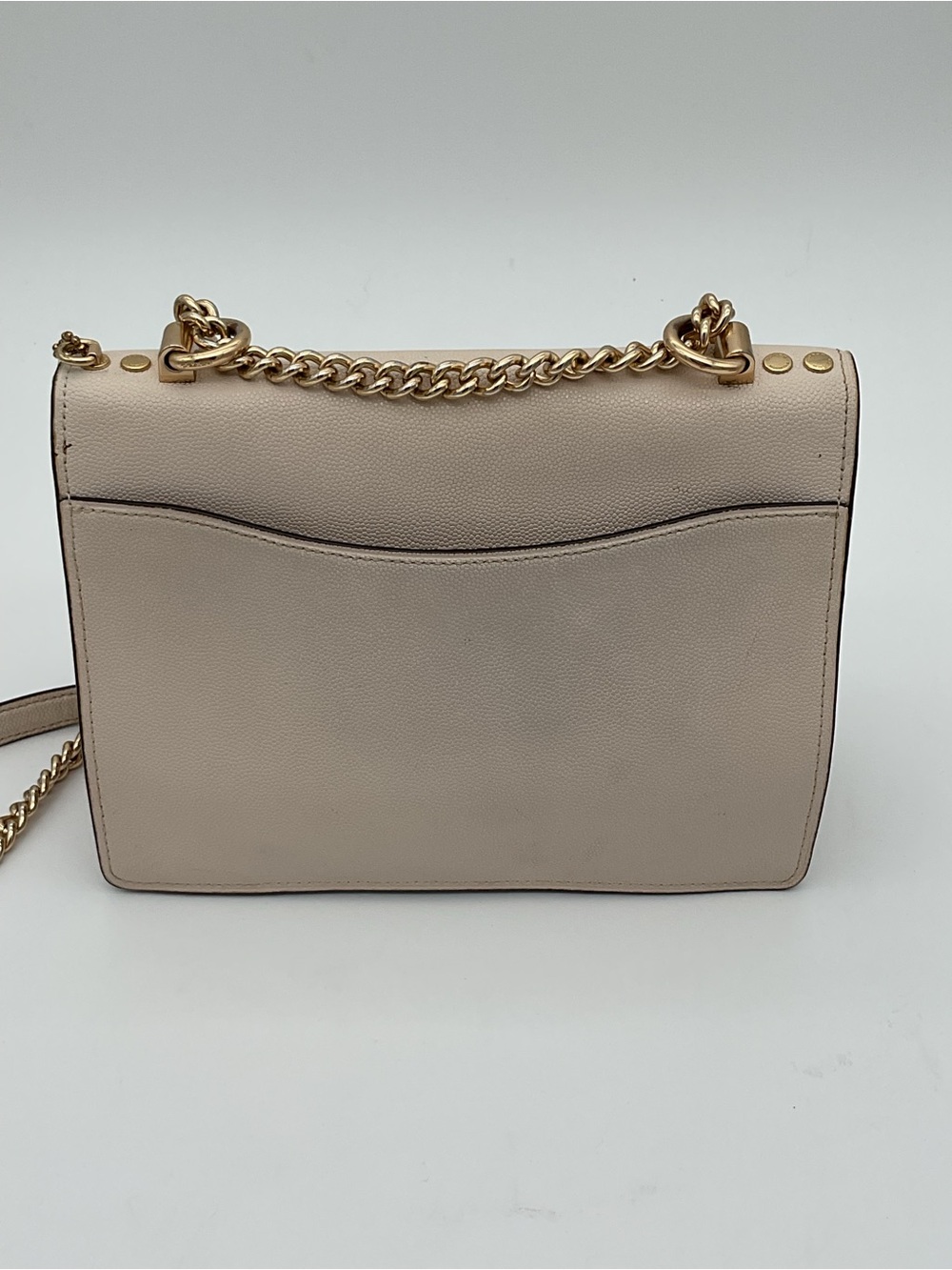 Coach Mini Klare Pebble LeatherCrossbody in Light Beige with Gold Tone Chain - Picture 3 of 16
